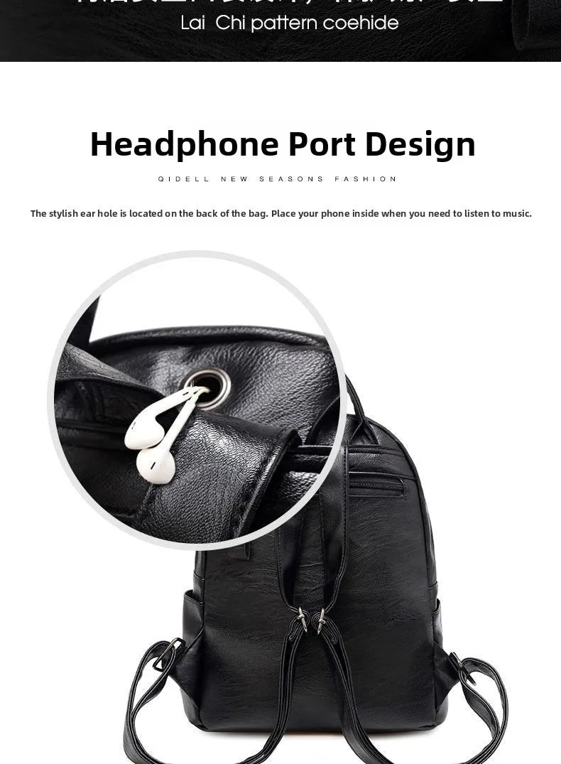 Women's Large Capacity Soft Leather Backpack Fashionable Street Style Travel Bag 2025 New Korean Version Trendy Ladies Bag