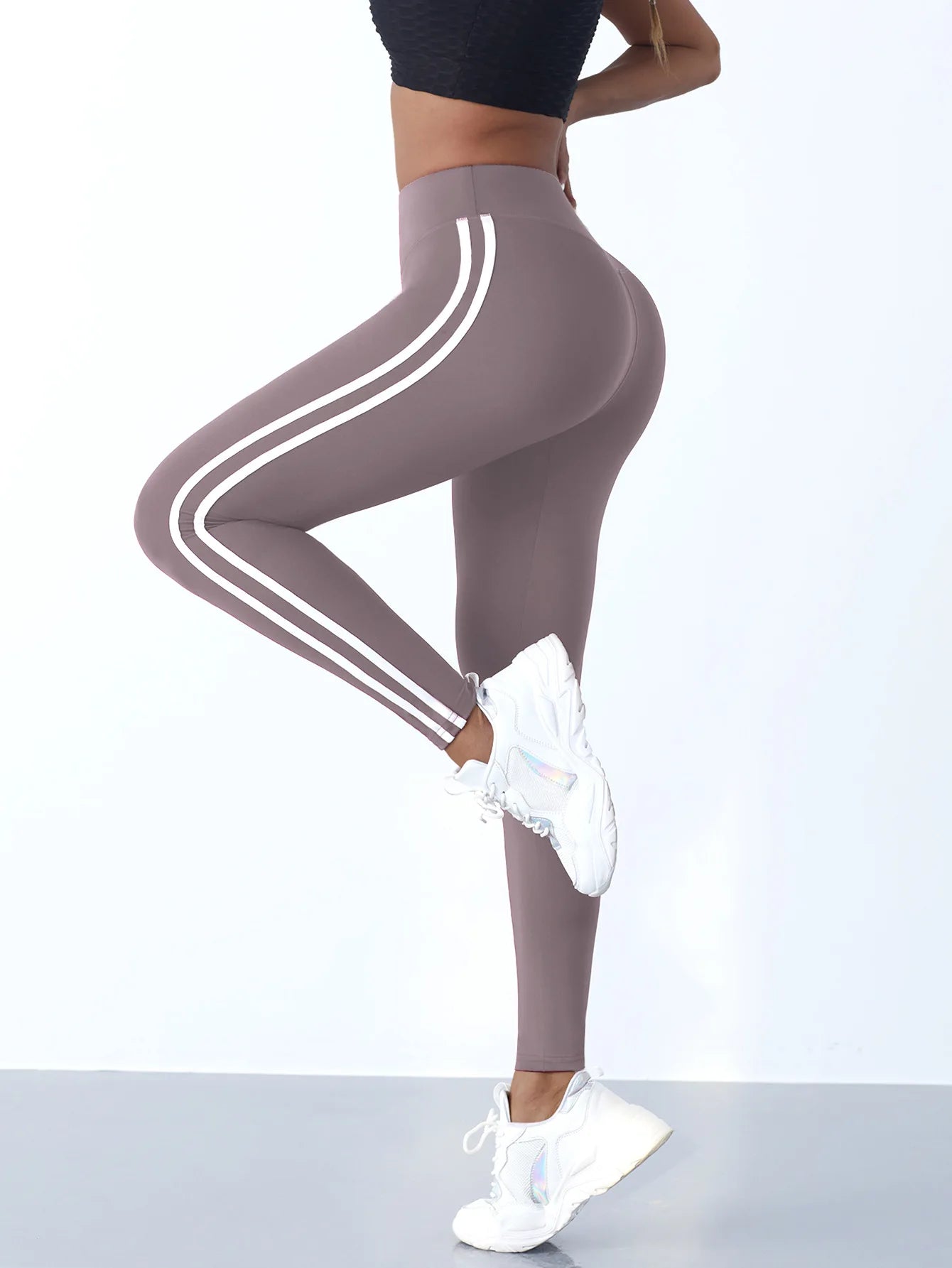 Yoga Leggings Women Striped Slim Sports Pants High Waist Hip Liftting Casual Tight Workout Running Stretchy Athletic Gym Legging