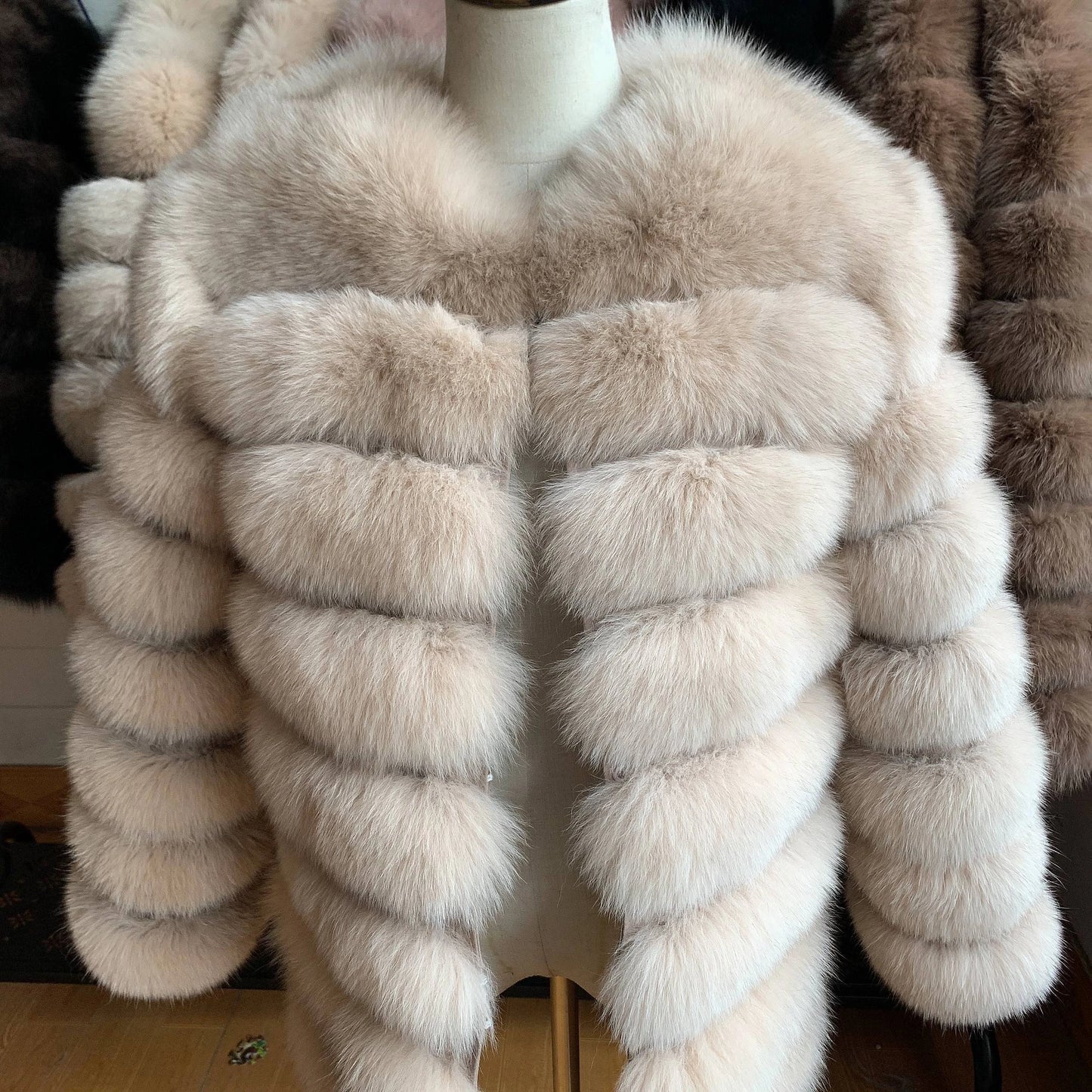 NEW Style Length Sleeves 4in1 Real Fur Coats Women Natural Real Fur Jackets Vest Winter Outerwear Women Fox Fur Coat Quality Fur