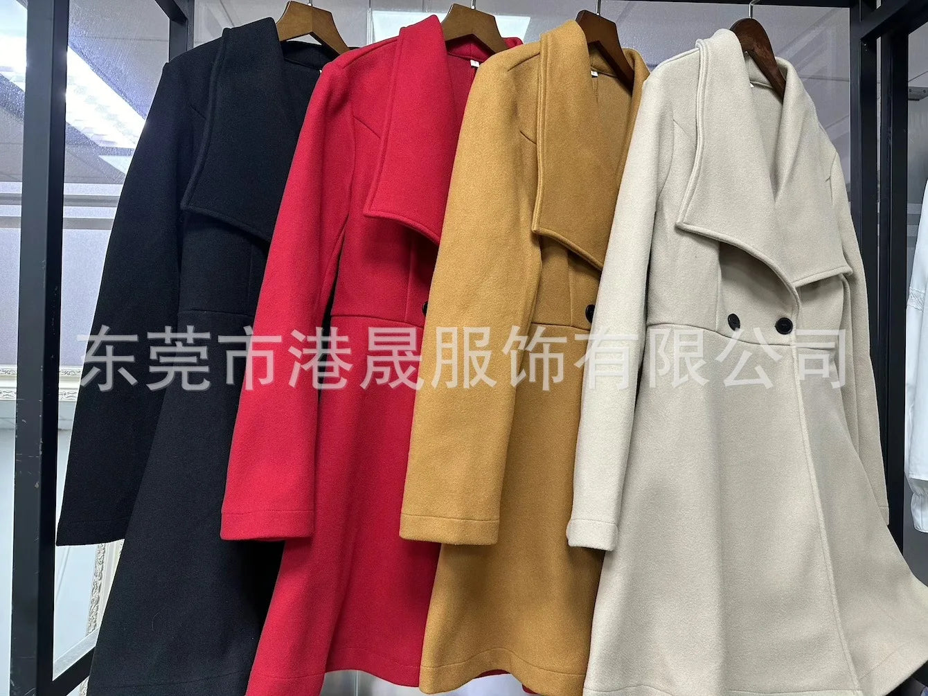 Autumn Winter Women Coat Fashion Solid Color Lapel Collar Single-breasted Slim Fit Female Woolen Coat Mid Length Lady Overcoat