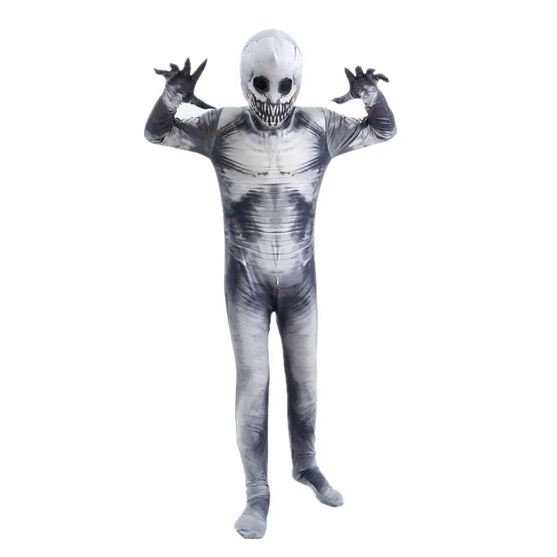 Halloween Frights! Adult Child Horror Grim Reaper Onesie, Skeleton Costume to start the horror!