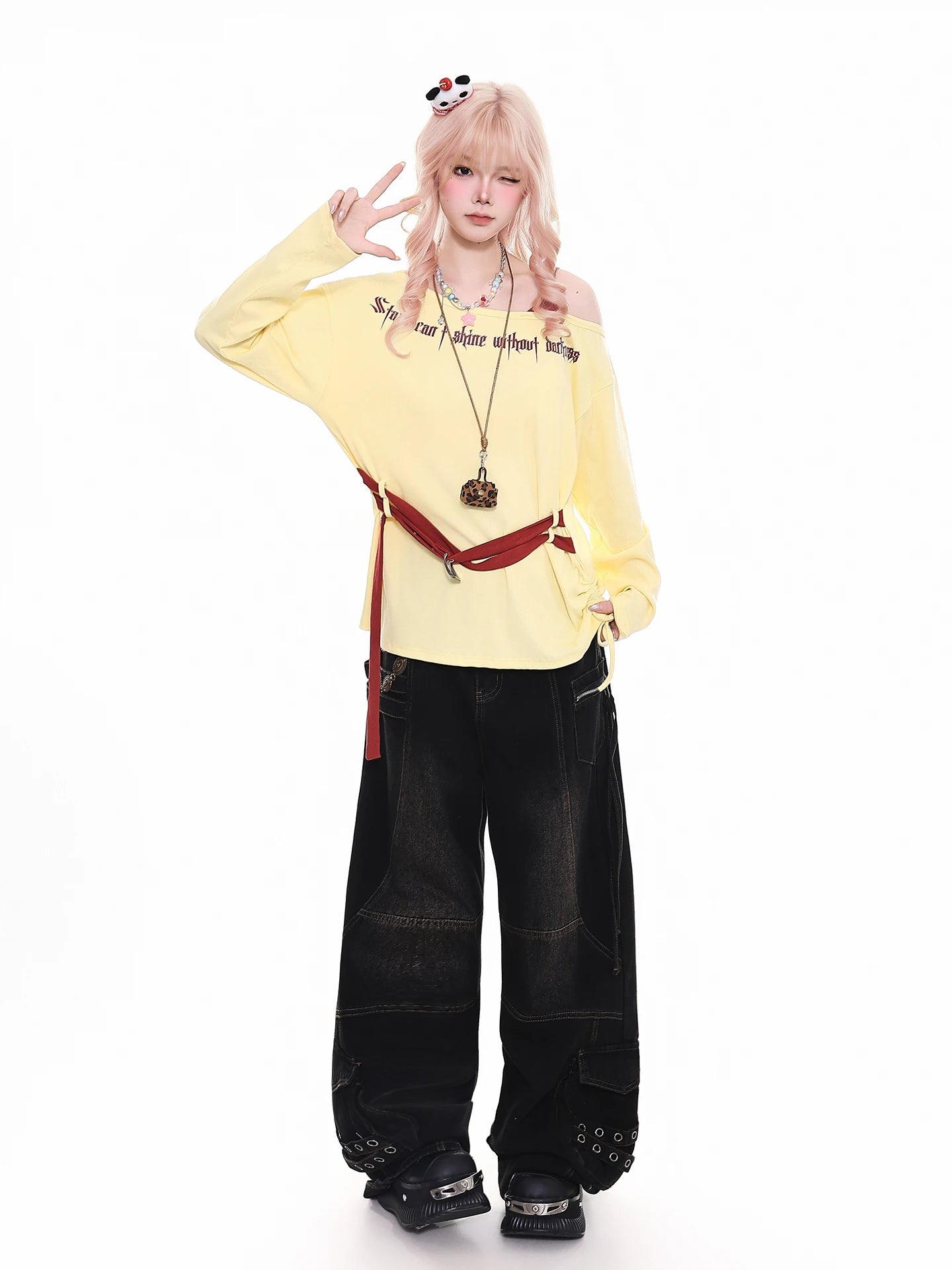 Street Style Orange Jelly Jeans Women's Loose Casual Wide Leg Pants Vintage Feel Comfortable Fit Spring Season Ladies Jeans