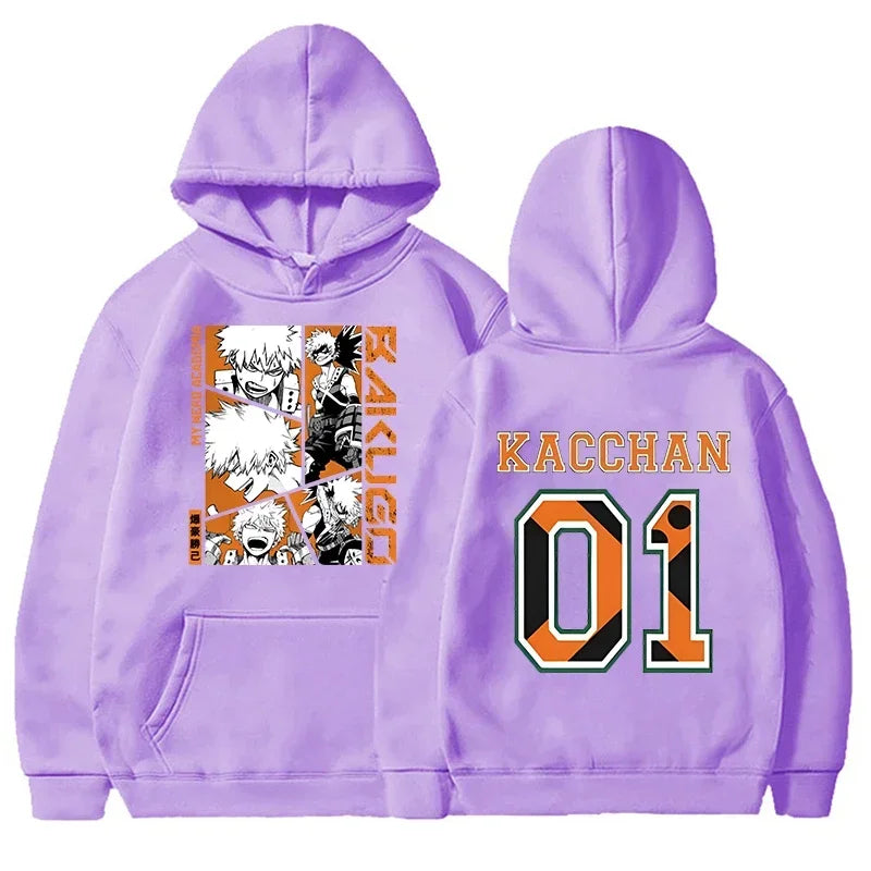 Anime Bakugou Katsuki printed hoodies for men and women, fashionable pullovers for autumn and winter, and women's sweatshirts