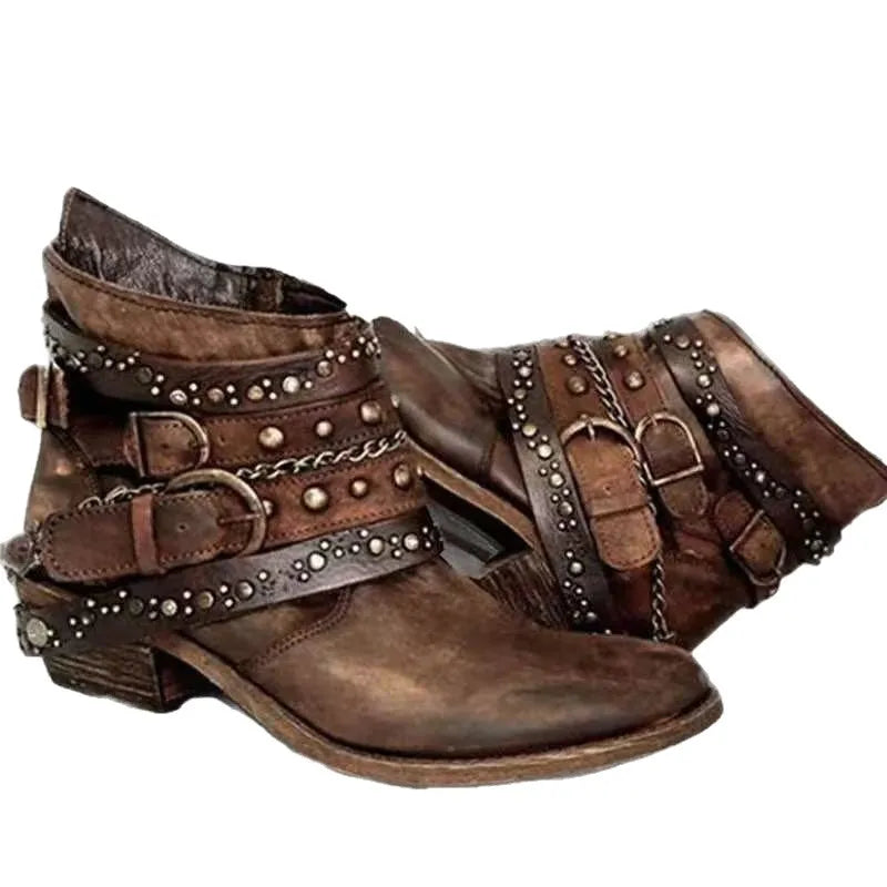 Autumn and Winter Fashion Women's Boots New Platform Casual Leather Plus Size 43 Women's Boots Belt Buckle Boots Botas Femininas