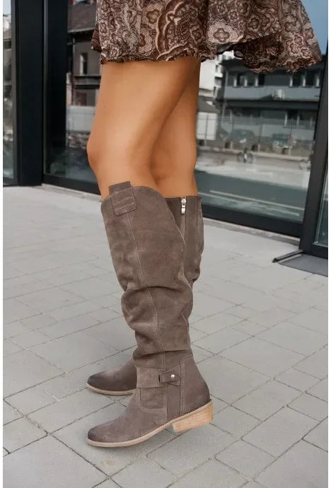 Hot Selling Retro Women Boot Large Size43Suede High Women Boot Winter Boot Women High Heel Allmach Knee Length Boots Botas Mujer