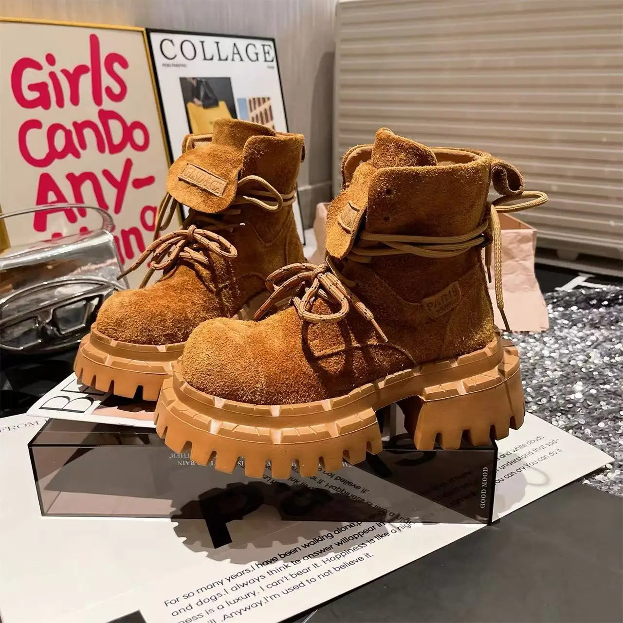 Ankle Boots for Women Designer Flats Platform Shoes Fashion Winter Dress Woman Boots 2025 New Suede Cozy Chelsea Botas De Mujer