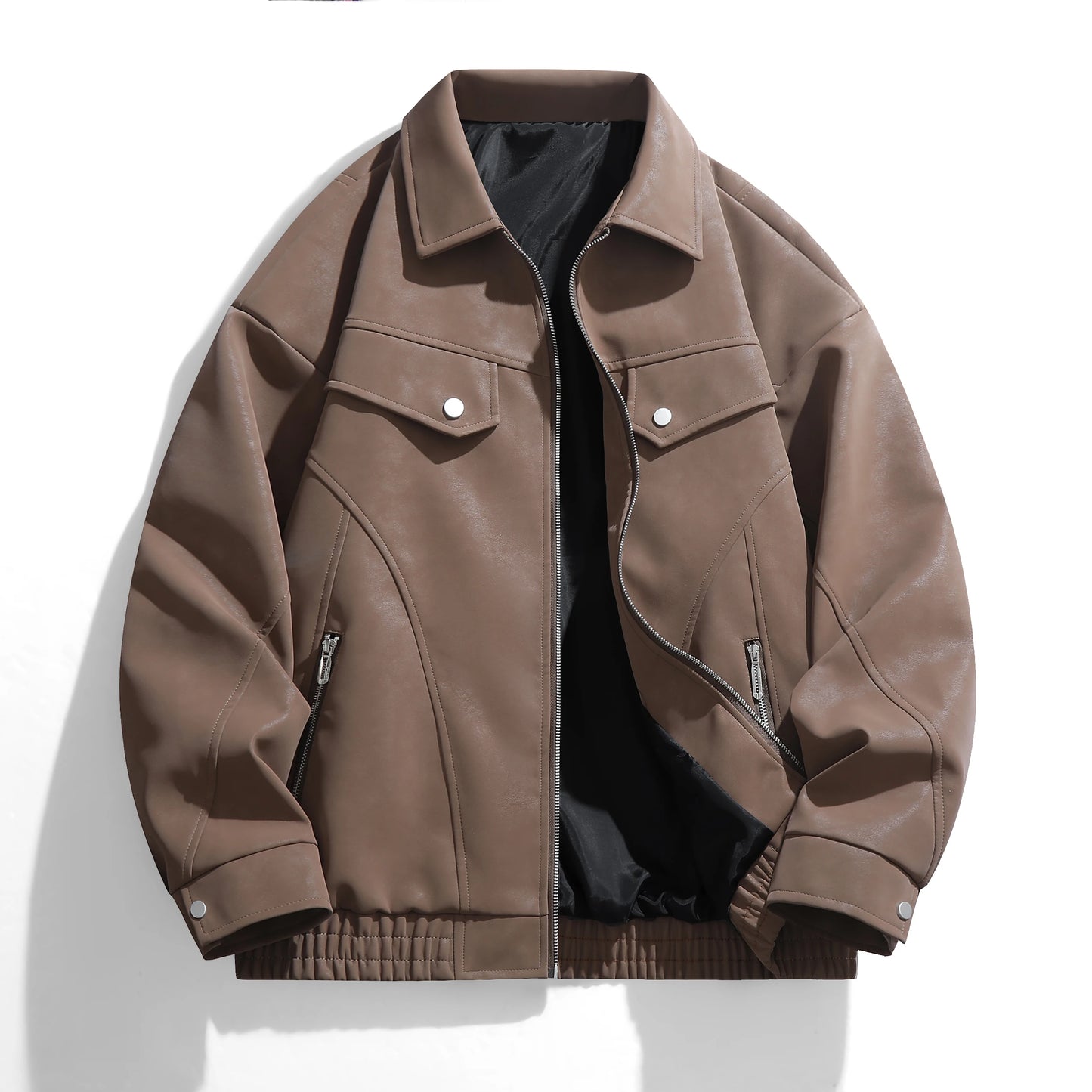 Leather Jacket Autumn Winter Outdoor Comfortable Warm Breathable Men's Jacket Sports Fitness Running Leisure Handsome Imitation