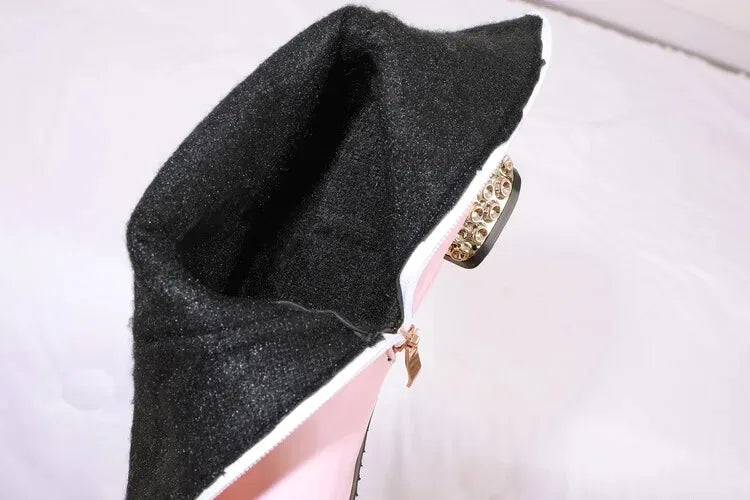 Winter Warm Knee High Boots Women Platform Wedges High Heels Snow Boots Slip on Winter Ladies Shoes White Black Pink 2025
