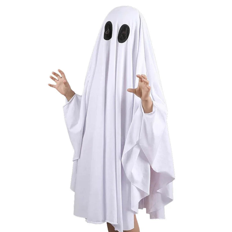 New Halloween Cloak White Ghost Pullover Cloak Kids Adult Horror Party Dress Up Cape Cosplay Costume