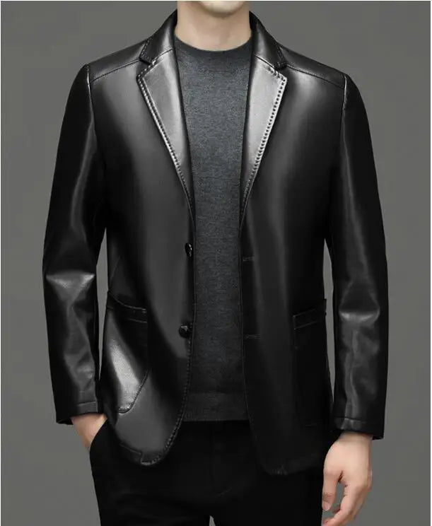 High Quality Genuine Leather Men's Suit Leather Coat Autumn and Winter New Sheep Skin Casual Small Suit Coat Men Leather Jacket