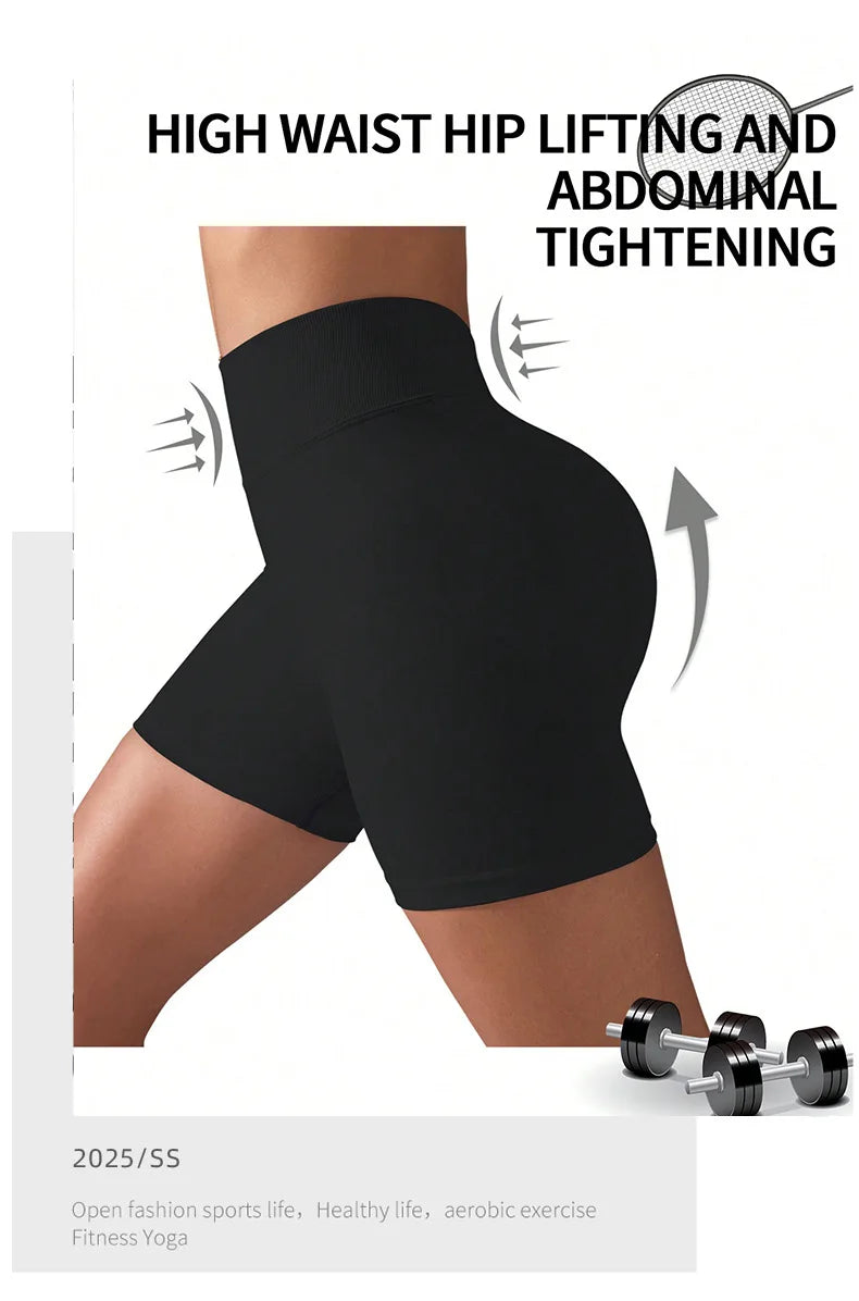 Women Summer V- Waisted Yoga Shorts Fashionable and Sexy Running Fitness Pants Gym High Elastic Hip Liftting Sports Shorts