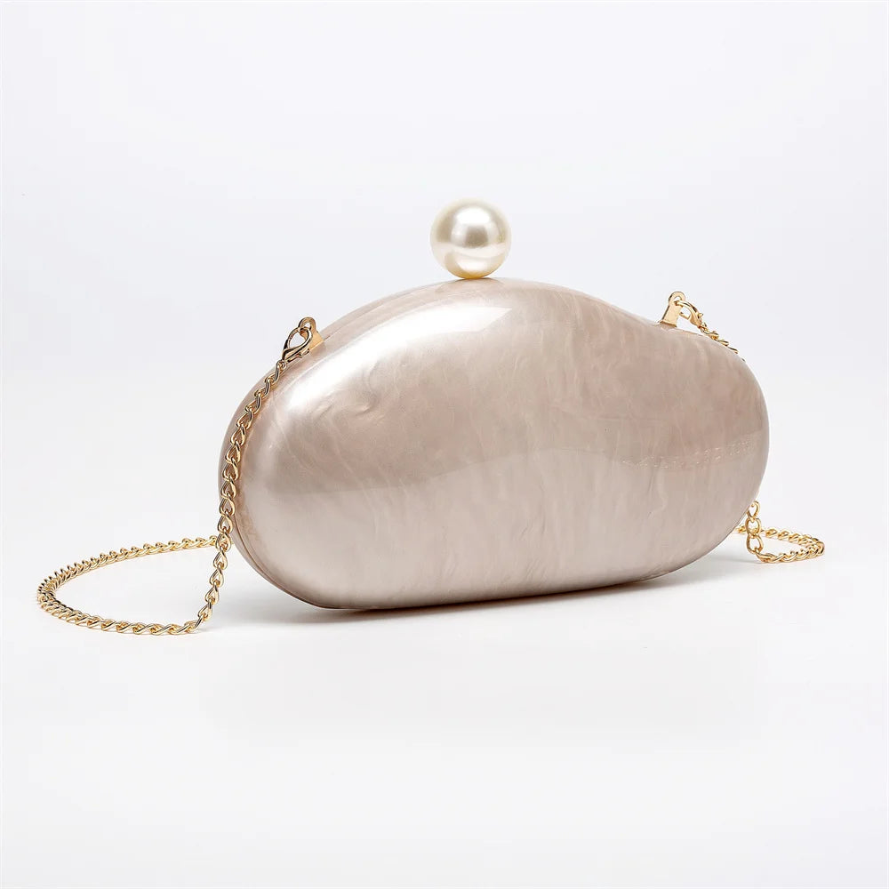 New Pearl Marble Red Green Brown Black Acrylic Box Clutches Evening Bags Women Luxury Designer Purses Bridal Wedding Party Bags