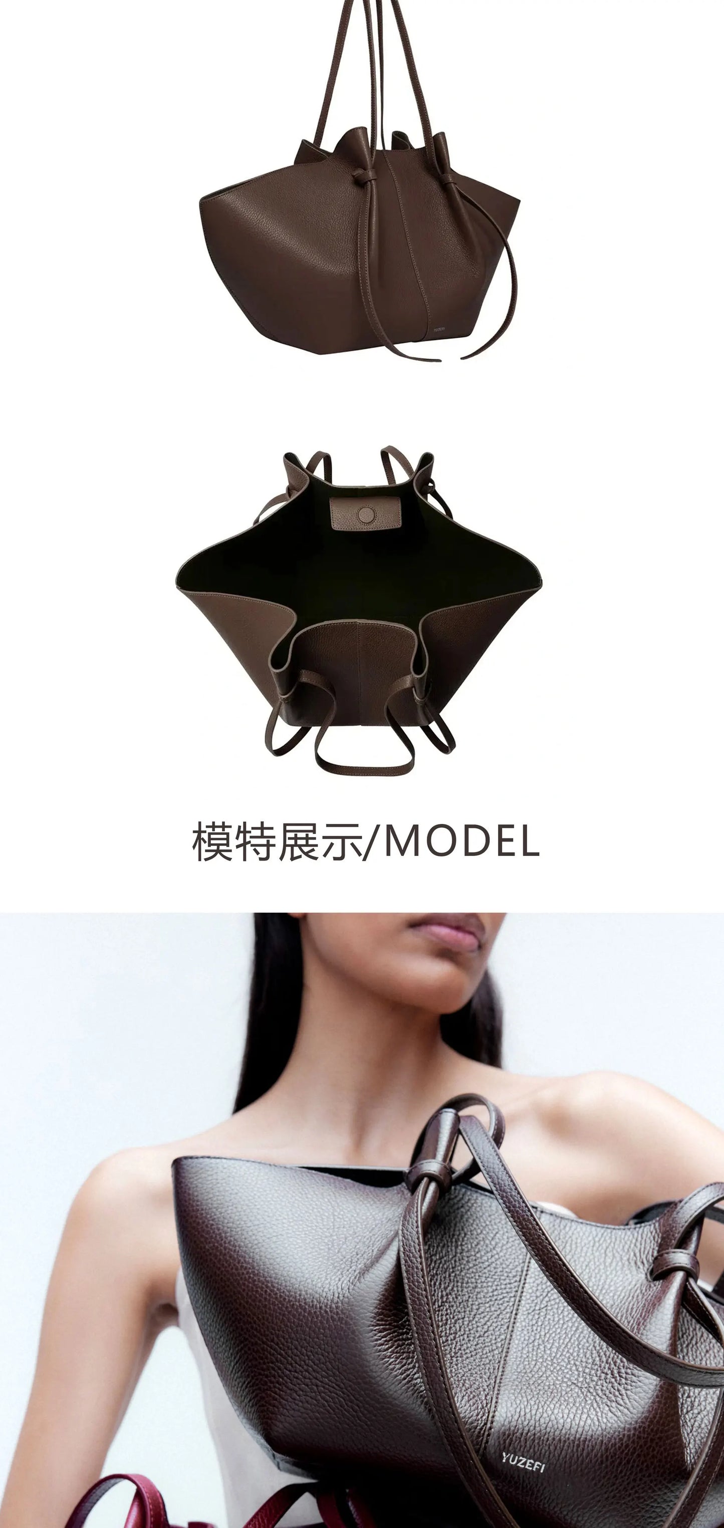 Yuzifi Luxury Brand Women Genuine Leather Handbag Large Size MOCHI Tote Bag High-quality Multi-functional Lady Shopping Bag