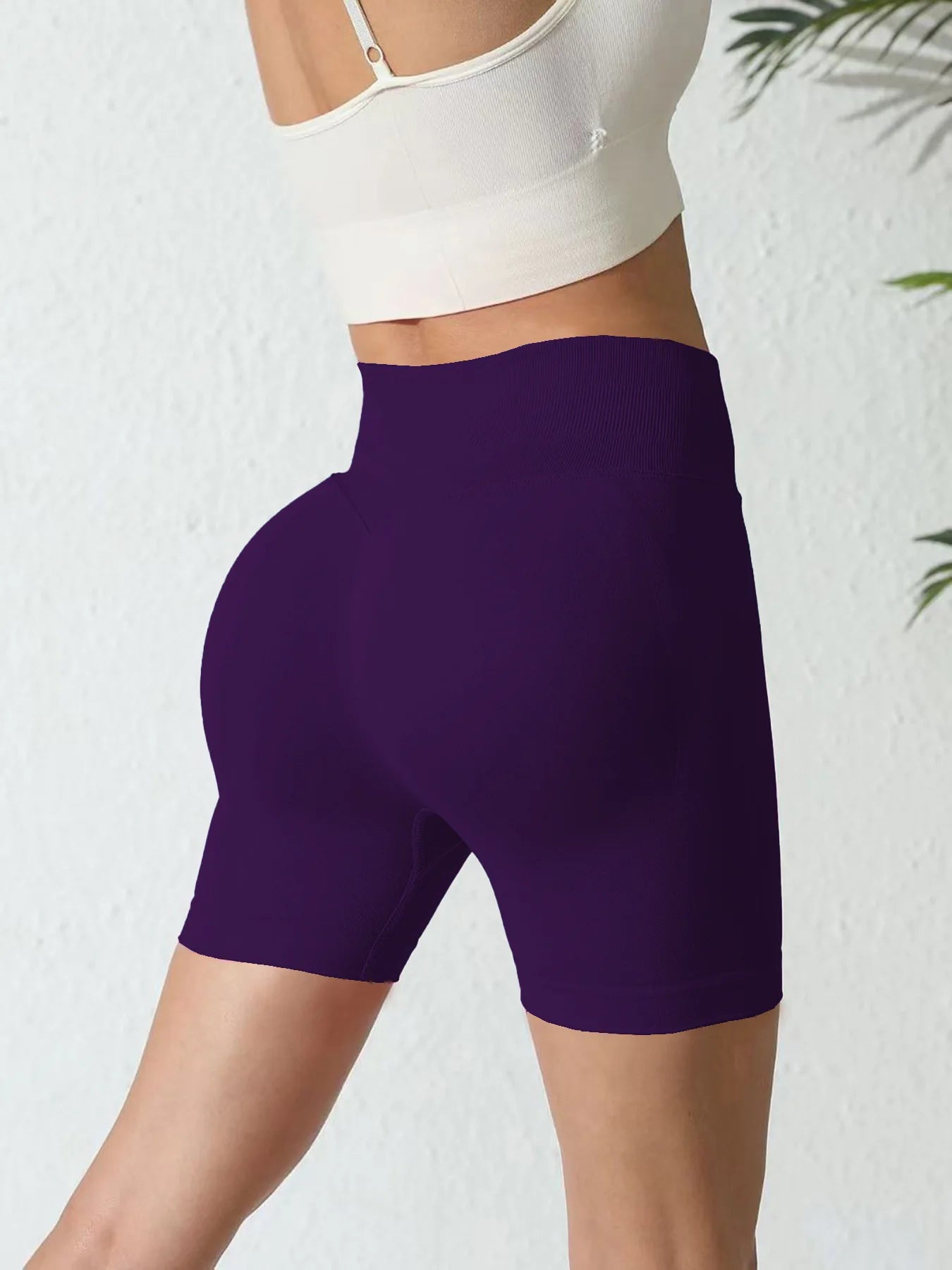 Seamless Women's Gym Yoga Exercise Pants High Waist Peach Hip Solid Color Tight Sexy Shorts Fitness Leggings