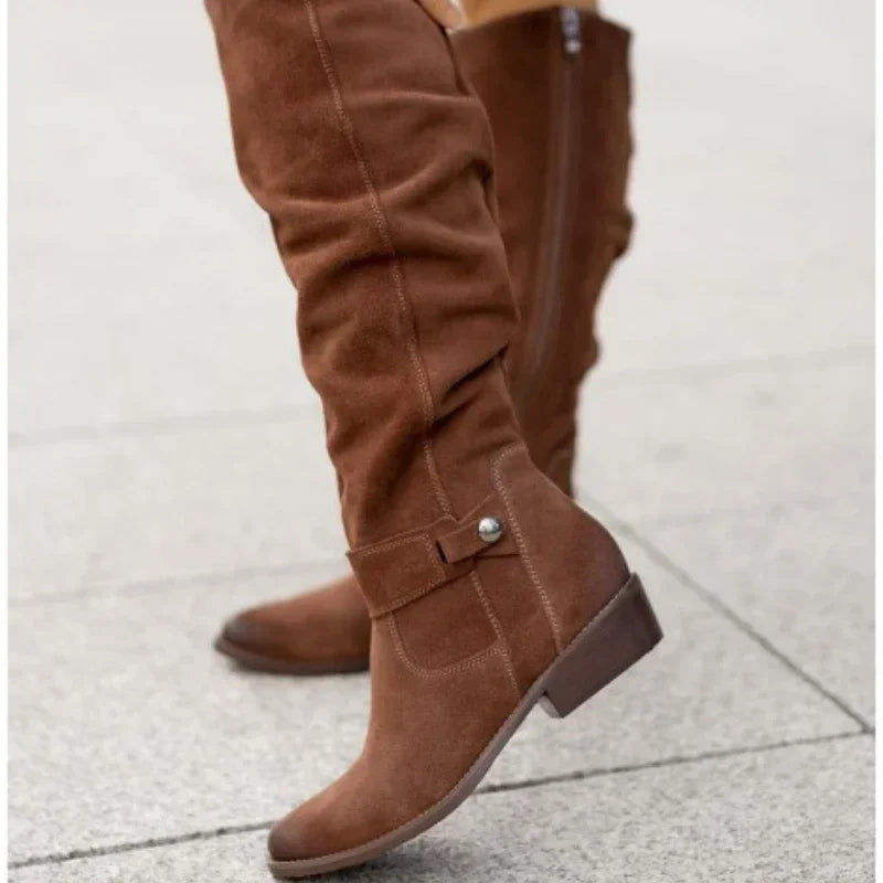 Hot Selling Retro Women Boot Large Size43Suede High Women Boot Winter Boot Women High Heel Allmach Knee Length Boots Botas Mujer