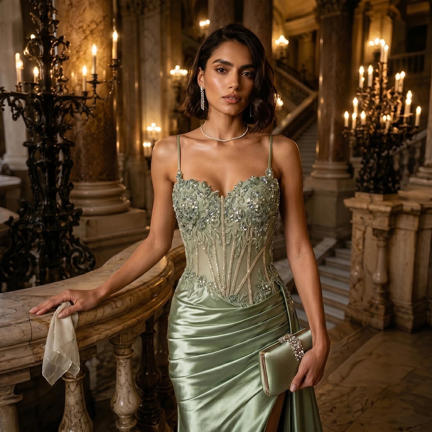 Sharon Said Women' s Floral Wedding Party Gown 2026 Draped Elegant Sequined Evening Prom Dresses with Side Slit SH197 Customized