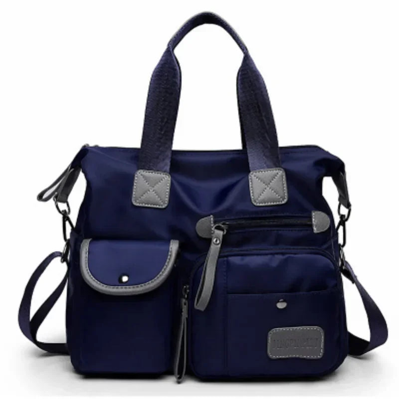 Women Tote Bag With Multi Pockets, Large Capacity Shoulder Bag, Lightweight Nylon Crossbody Bag For Travel