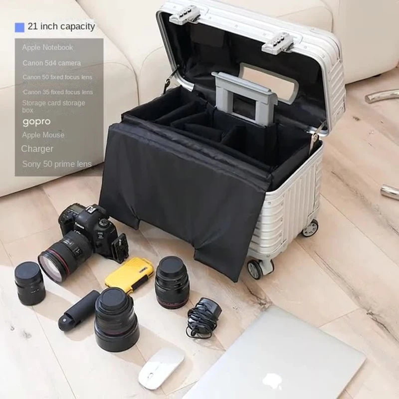 All Aluminium Magnesium Alloy Captain's Luggage Top Flap Camera Case 18/20‘’ Cabin Suitcase 22/24‘’ Trolley Case