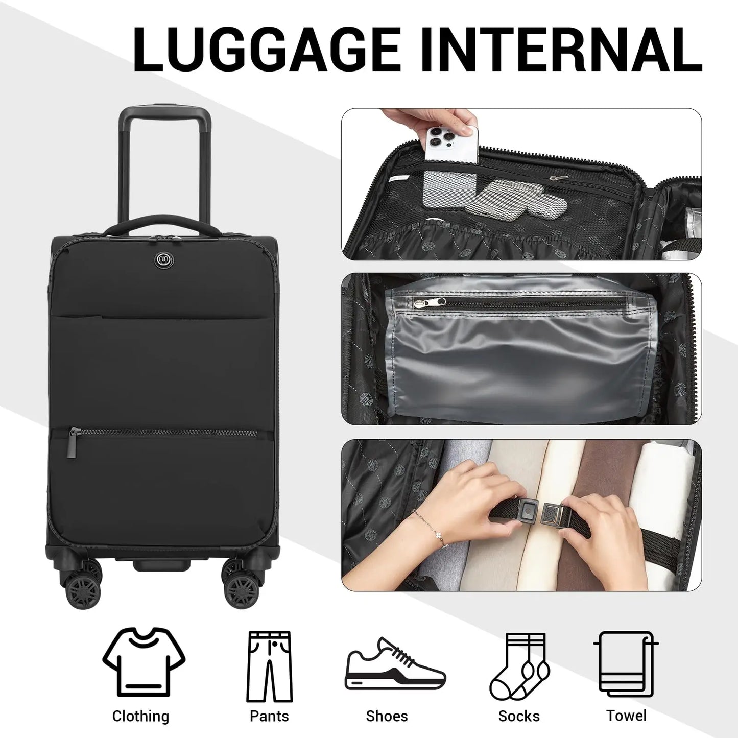 Miss Lulu WOMEN'S Trolley-Lightweight Trolley 59.5x36.5x25 cm, With Separate Wet compartment, Ideal for Short Trips & Business