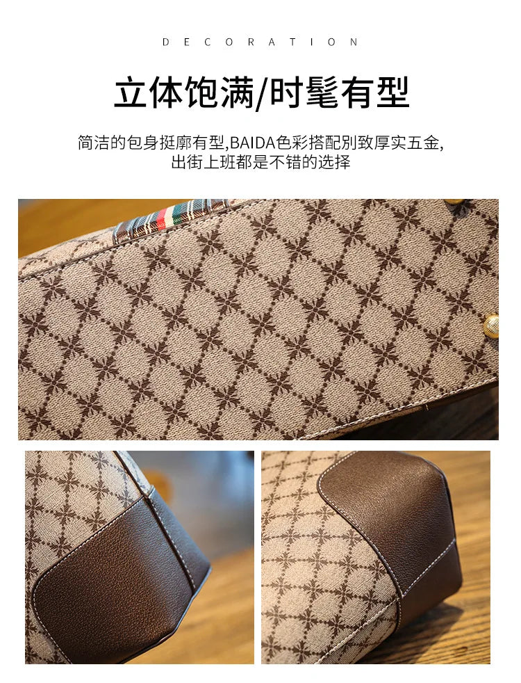 New Fashion Women's Tote Bag Trend Brand Retro Printed Shoulder Bag Large Capacity Elegant Commuter Bag Designer Luxury Handbag