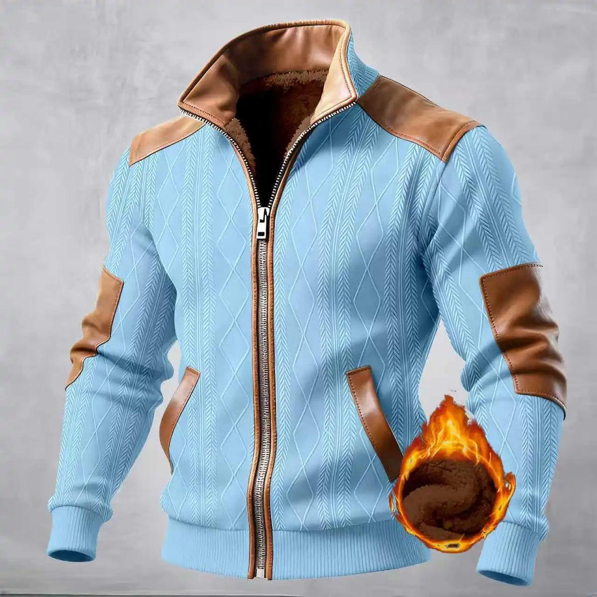 Spring/Autumn 2026 Men's New Muscle Jacket - Daily Casual Sport Long Sleeve Collar Zippered Windproof Warmth Thick Coat