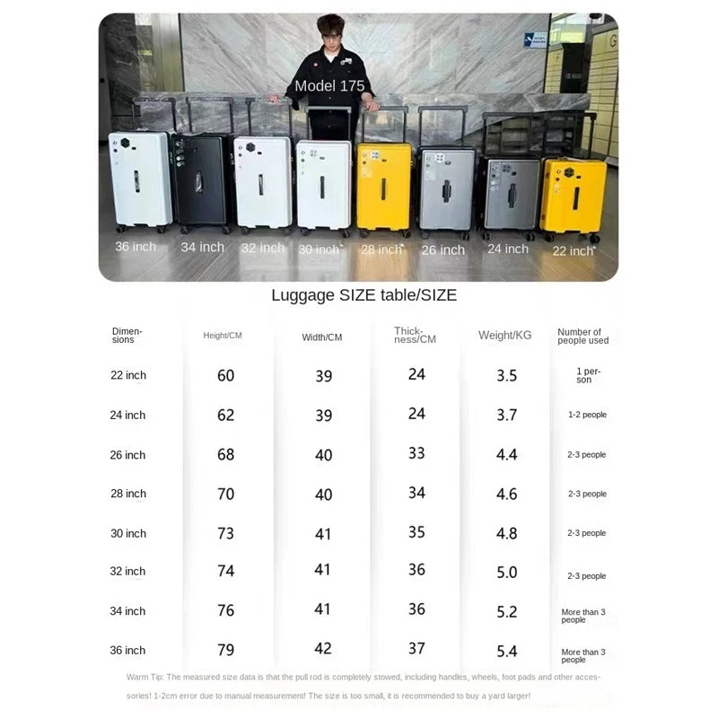Large Capacity Wide Handle Suitcase Five Wheels Explosion Proof PC Luggage with Brake Spinner Wheels Trolley Case 22/28/36 Inch