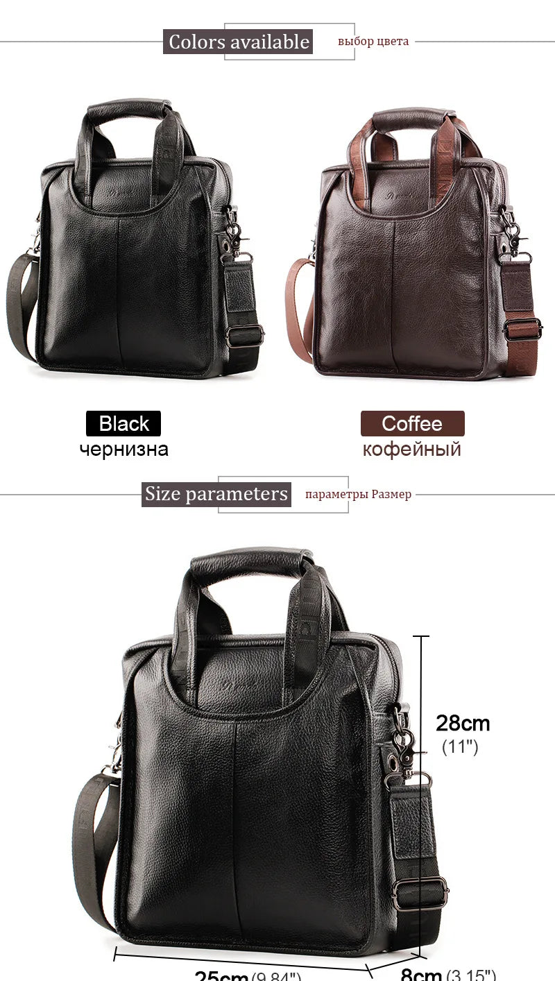 Business Briefcase Shoulder Messenger Bags Men's Genuine Leather 10-inch Laptop Bag's Men's Briefcase Office Business Handbag