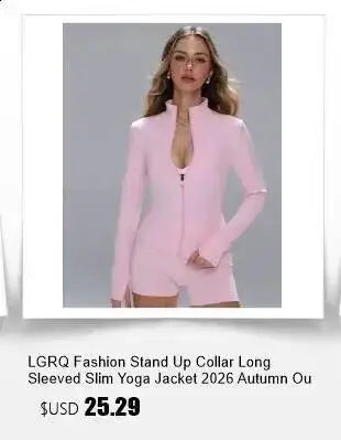LGRQ Stand‑Collar Long Sleeve Biker Faux Leather Jacket Women Vintage Drawstring Waist Cropped Outerwear 2026 Autumn 19DB3772