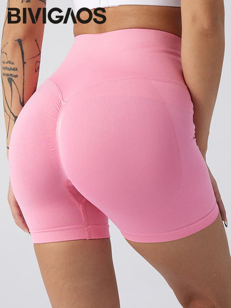BIVIGAOS Summer High Waist Push Up Fitness Mini Shorts Women's Sexy Sport Short Leggings Peach Butt Lifter Biker Shorts