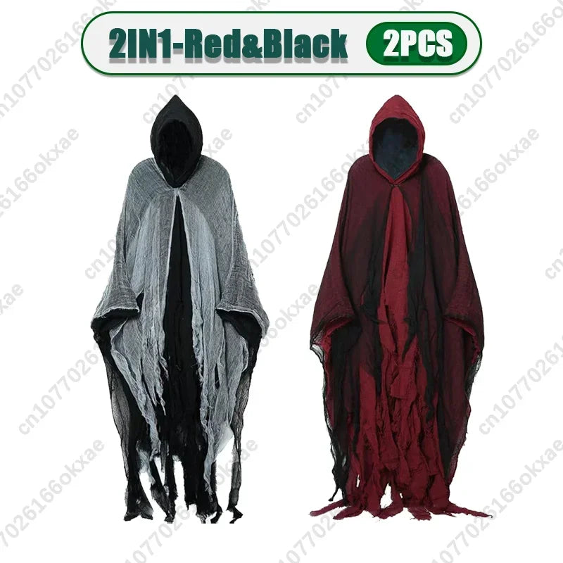 1/2/3PCS Halloween Scary Cloak Cape Costume Skull Zombie Prop for Adults Kid Cosplay Party Haunted House Outdoor Horror Supplies