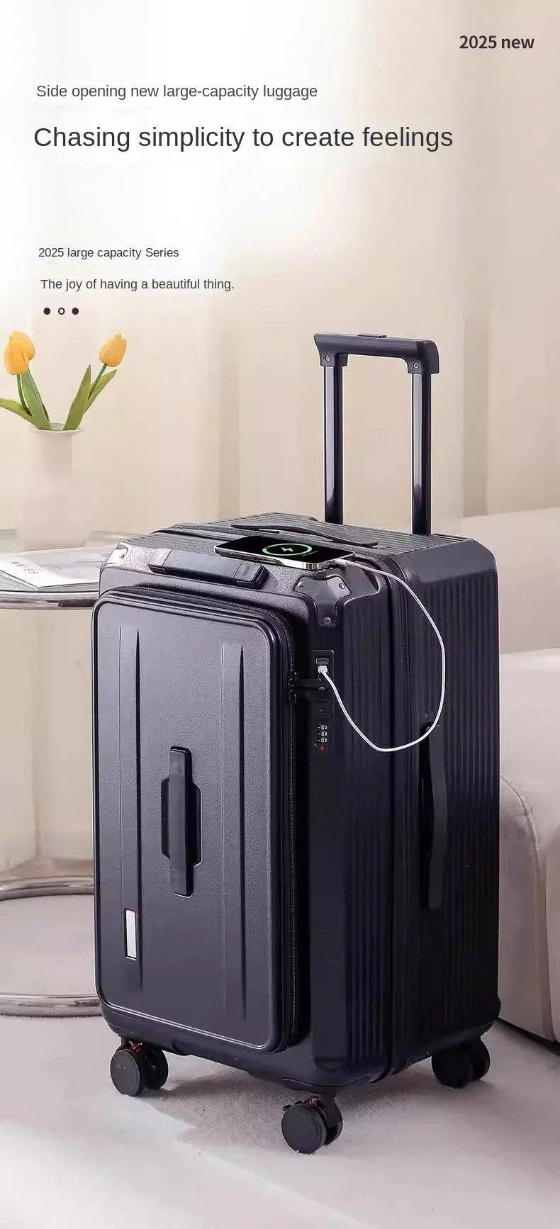 Large Size Expandable Suitcase 32/34 inch Side Opening Travel Luggage Large Capacity Check-in Box with Brake 5 Wheels Trolley Ca