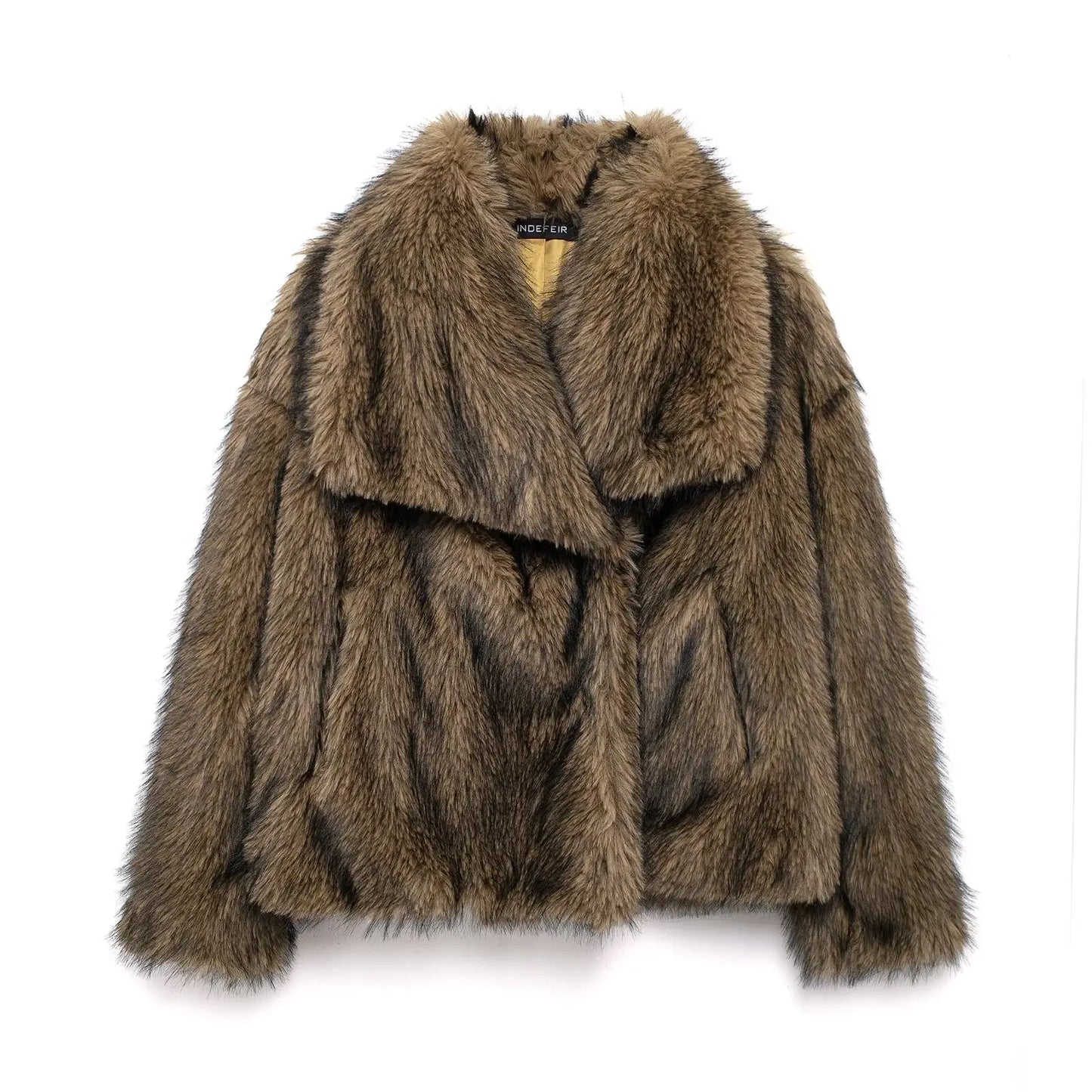 HH 2025 Winter Coats For Women New Artificial Fur Effect Loose Cropped Coat Female Versatile Streetwear Women's Cardigan