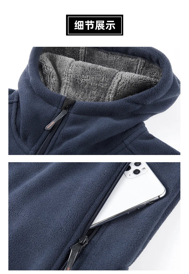 Winter Hoodies Men Outdoor Military Thick Warm Polar Fleece Jacket Camping Hiking Jackets For Streetwear Casual Coats Men Parkas