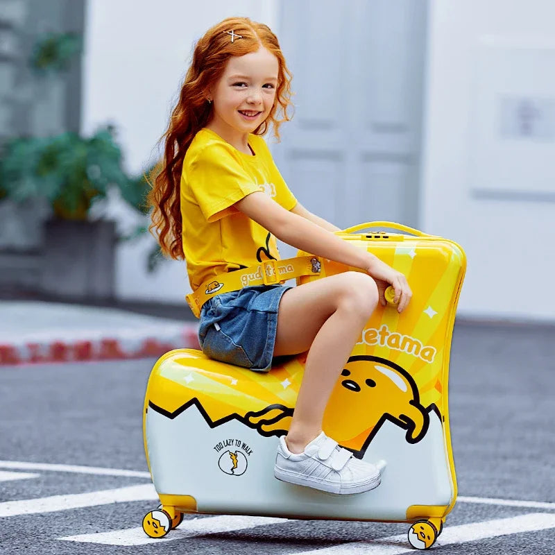 Cute Pony Cartoon Suitcase for Children Can Sit and Ride Carry on Kids Luggage Baby Trolley Case Boarding Cabin 20 Inch