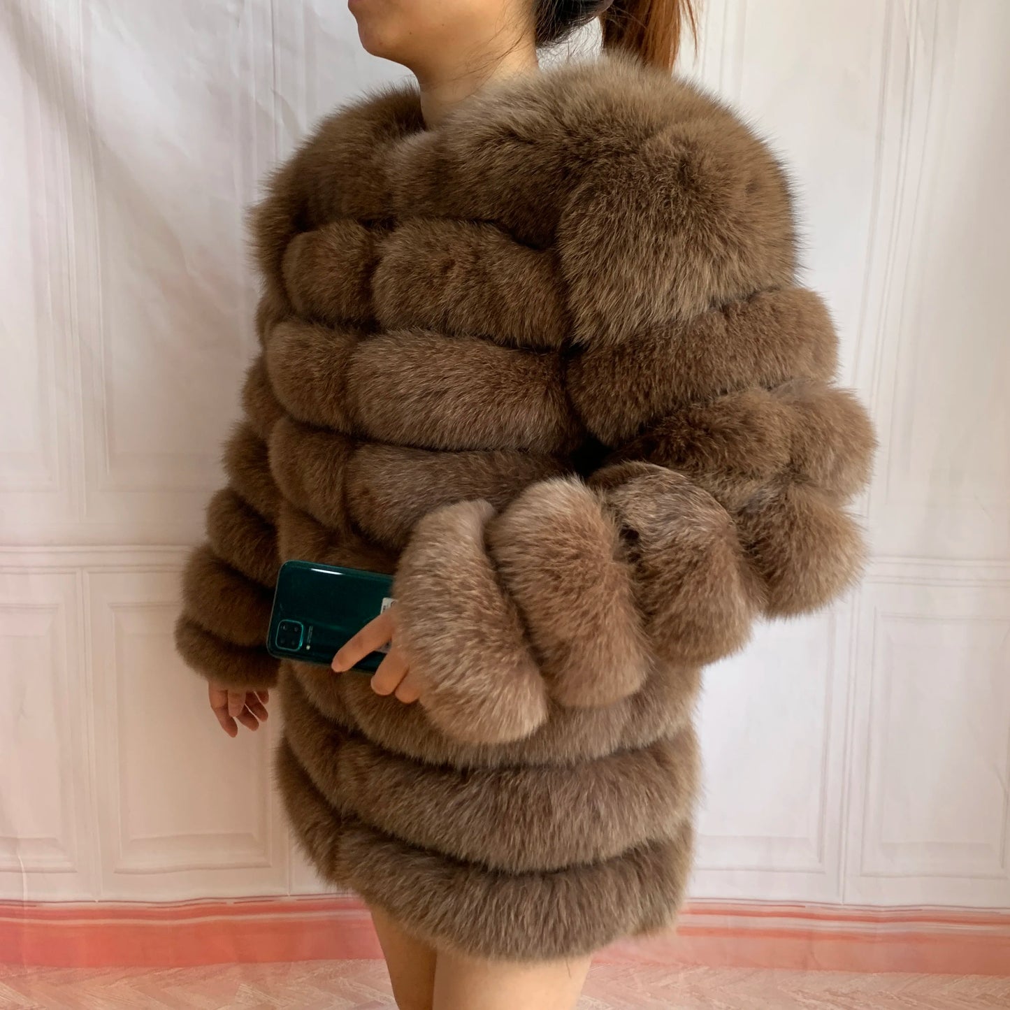 NEW Style Length Sleeves 4in1 Real Fur Coats Women Natural Real Fur Jackets Vest Winter Outerwear Women Fox Fur Coat Quality Fur