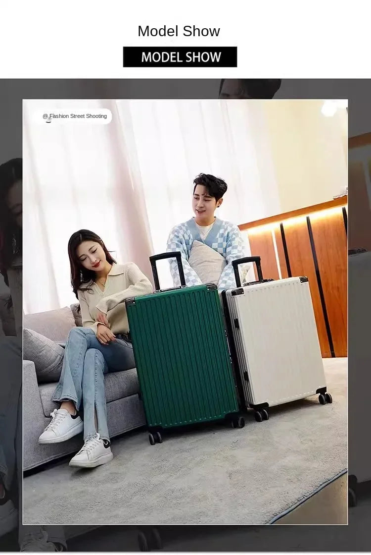 Aluminium Frame Suitcase Large-capacity Trolley Case Strong and Durable Password Cabin Bag Thickened PC suitcase 20/22/24/26/28
