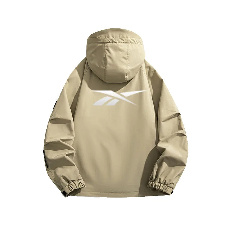 Reebok Logo 2026 Men's Windproof and Waterproof Jacket, Spring-Autumn Casual Style, Multi-Pocket Design, Youthful Style, Loose F
