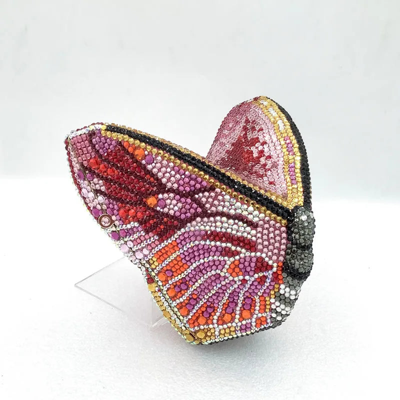 XIYUAN Butterfly Shaped Crystal Evening Bags Women Sparkling Rhinestone Clutch Purse Wedding Party Bridal Handbag Black Diamonds