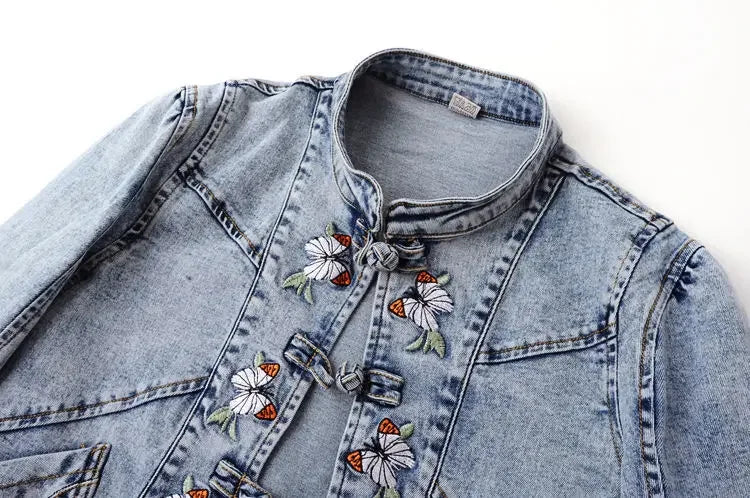Women 2026 Spring Embroidered  Denim Jacket New Short Jackets Cardigan  Cowboy Coat Basic Jacket  Female Plus Size 3XL