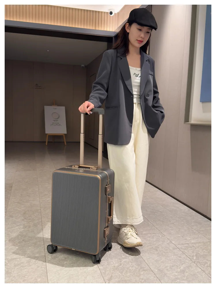 Sturdy Aluminium Frame Suitcase 28 inch Large Size Drop-resistant Trolley Case Business Suitcase 20 inch Boarding Box TSA lock
