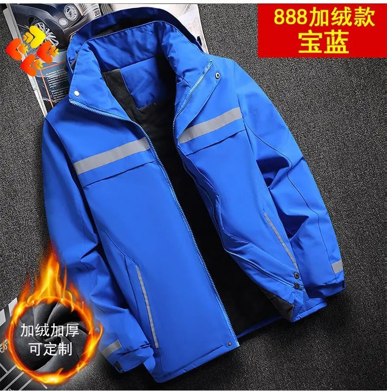 New Winter Work Jacket, Waterproof Windproof Reflective Thermal Coat with Fleece Lining, Stain Resistant Outdoor