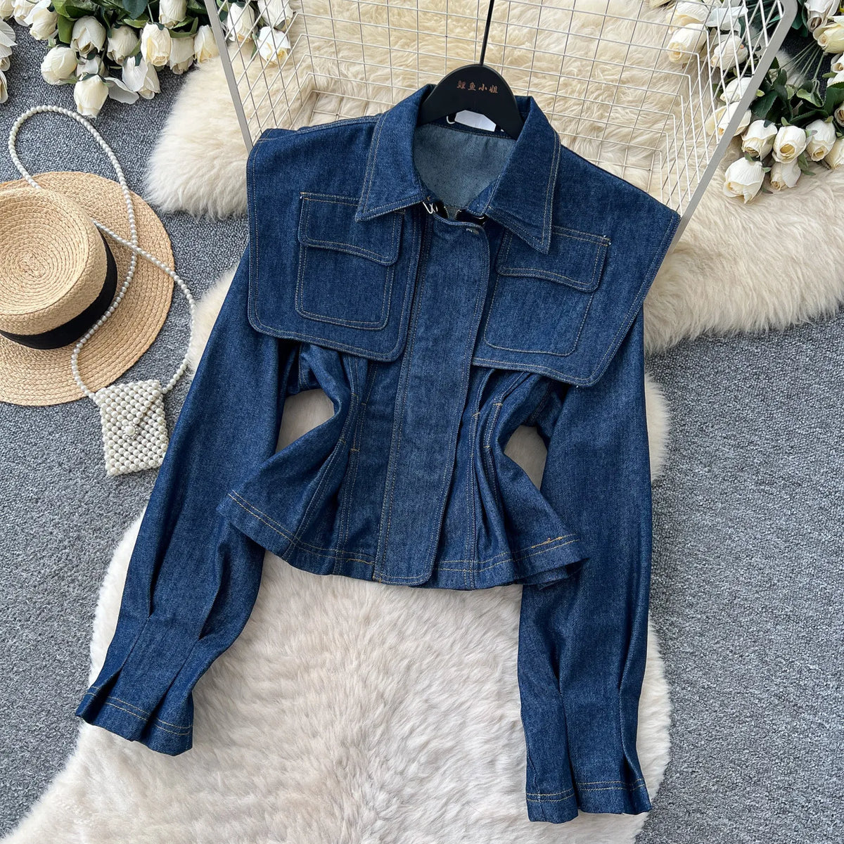 SINGREINY Fashion Senior Denim Jacket New French Classic Lapel Full Sleeves Slim Outwear Women Autumn Chic Elegant Workwear Coat