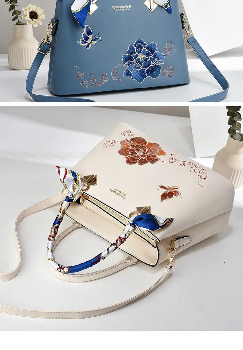 2024 New Women's Embroidered Handbag Versatile Fashion Trend Women's Crossbody Bag Exquisite Large Capacity Female Shoulder Bag