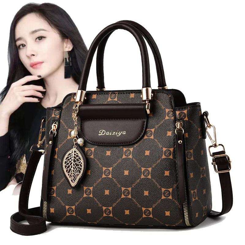 Fashionable Printed Women'S Handbag New High-Capacity Shoulder Bag Classic Retro Diagonal Cross Bag Urban Commuting Tote Bag