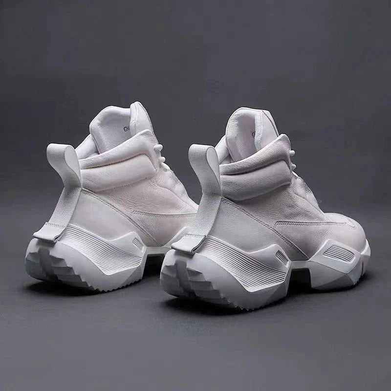 Men's High Top  Boots Winter Fce Lined Genuine Leather Casual Spor Dad oes Heightening Thi Bot Trendy ort...