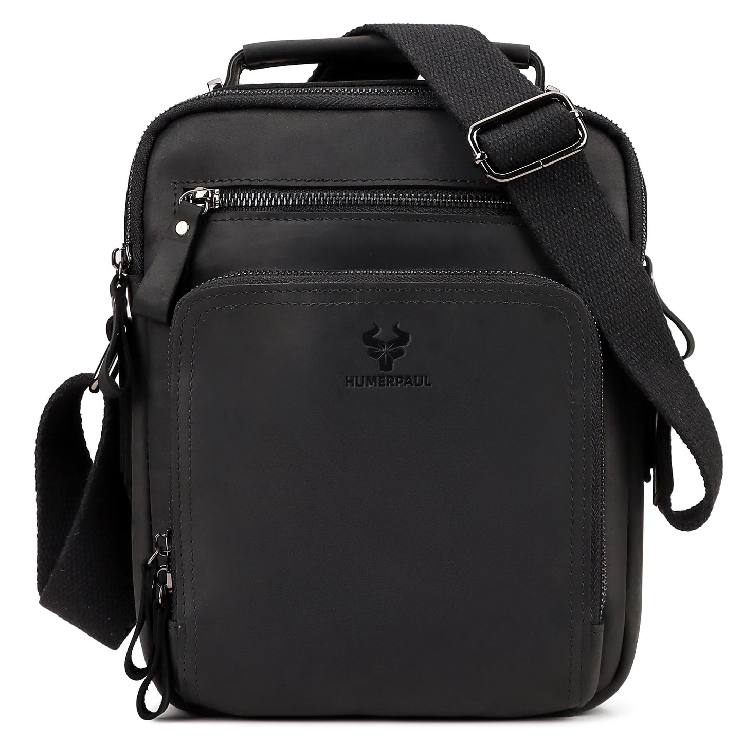 HUMERPAUL Men's Cowhide Shoulder Bag Casual Crossbody Bags Full Grain Leather Multifunctional Ipad Messenger Handbag Quality