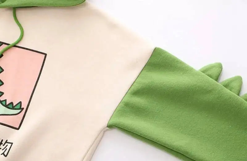 Y2K Style Women Dinosaur Hoodies Cute Horns Hooded Sweatshirts Autumn Winter Hawaii Pullovers Halloween Teenager Matching Wear