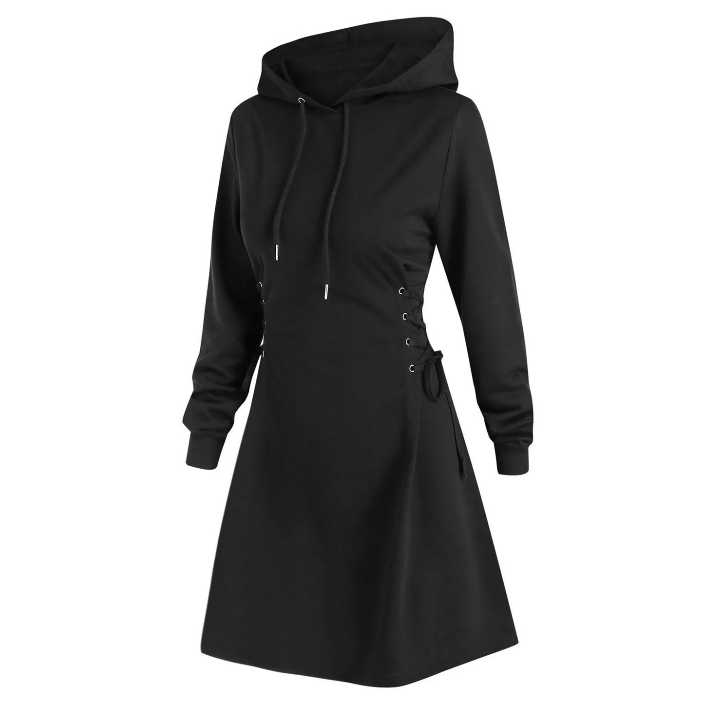 woman Women's Clothing Hoodies Sweatshirts Women's slim fit waist cinching strap drawstring long hooded sweatshirt Sweatshirts