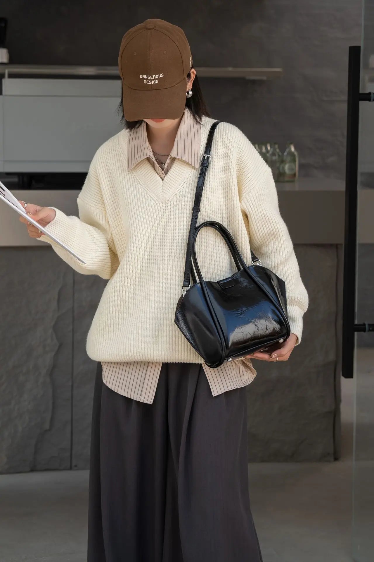 YANATARI Genuine Leather Woman Bag Shoulder Bag Handbags Ladies Crossbody Bags Luxury Designer Minimalism Bag Cowhide Bucket Bag