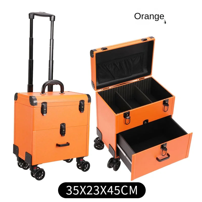 Embroidery Toolbox Beauty Nail Eyelashes Make-up Case Storage Mute Spinner Wheels Cosmetic Trolley Suitcase